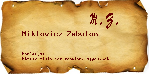 Miklovicz Zebulon névjegykártya
